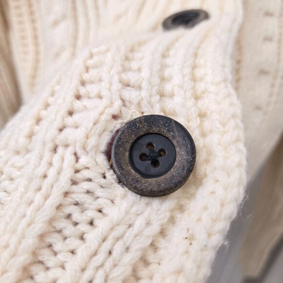Ruff Hewn Cardigan Sweater Womens Small‎ Cream Fisherman Hood Cableknit Nordic - Picture 7 of 7